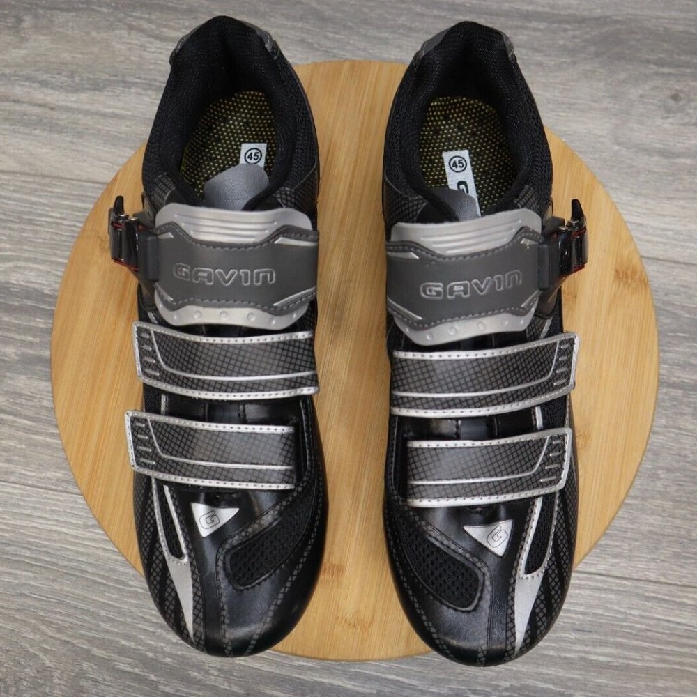 Gavin Elite MTB Shoe EU45 US10.5 SPD Cleat Mountain Bike Shoe Black/Grey w/clips